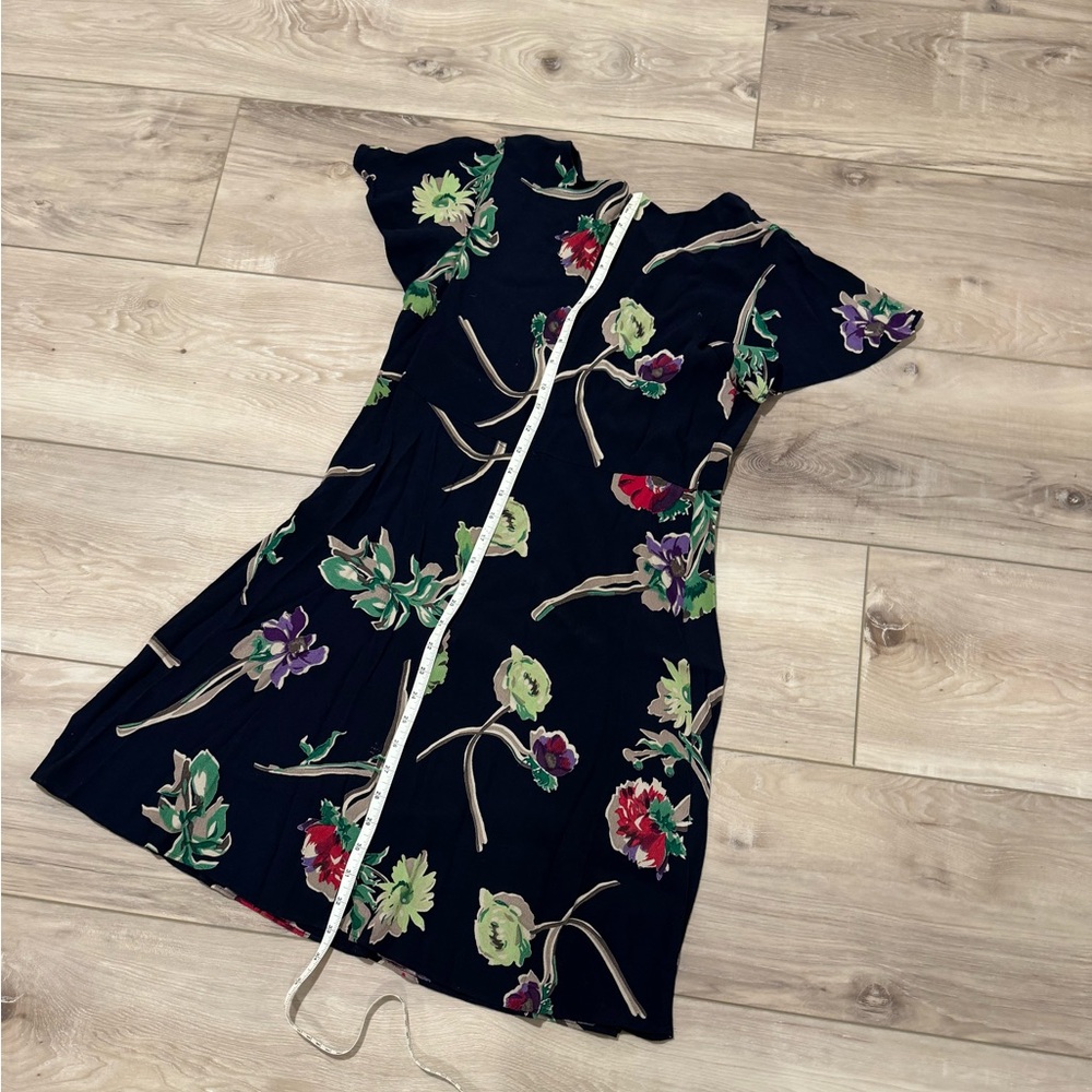 Anthropologie Maeve Navy Blue Floral Flutter Sleeve Dress, 6 Petite - Picture 4 of 6